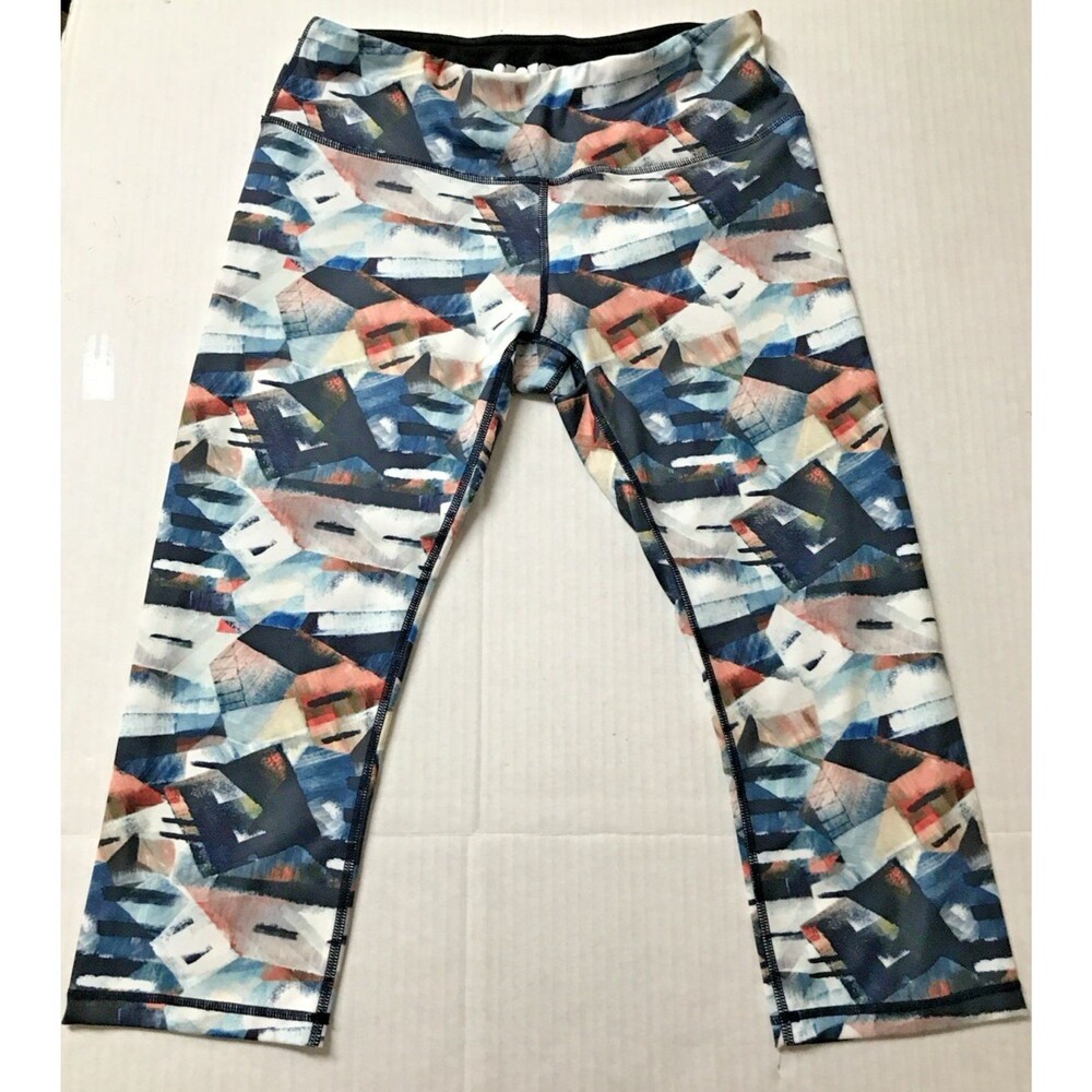 ODODOS Navy & Orange Capri LEGGING JEGGING PANTS Athleisure Lounge Size Medium